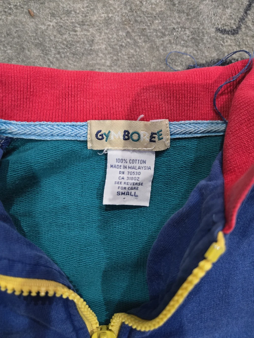 Vintage Gymboree Teal, Blue, Pink & Yellow Colorblock Zip Pullover
